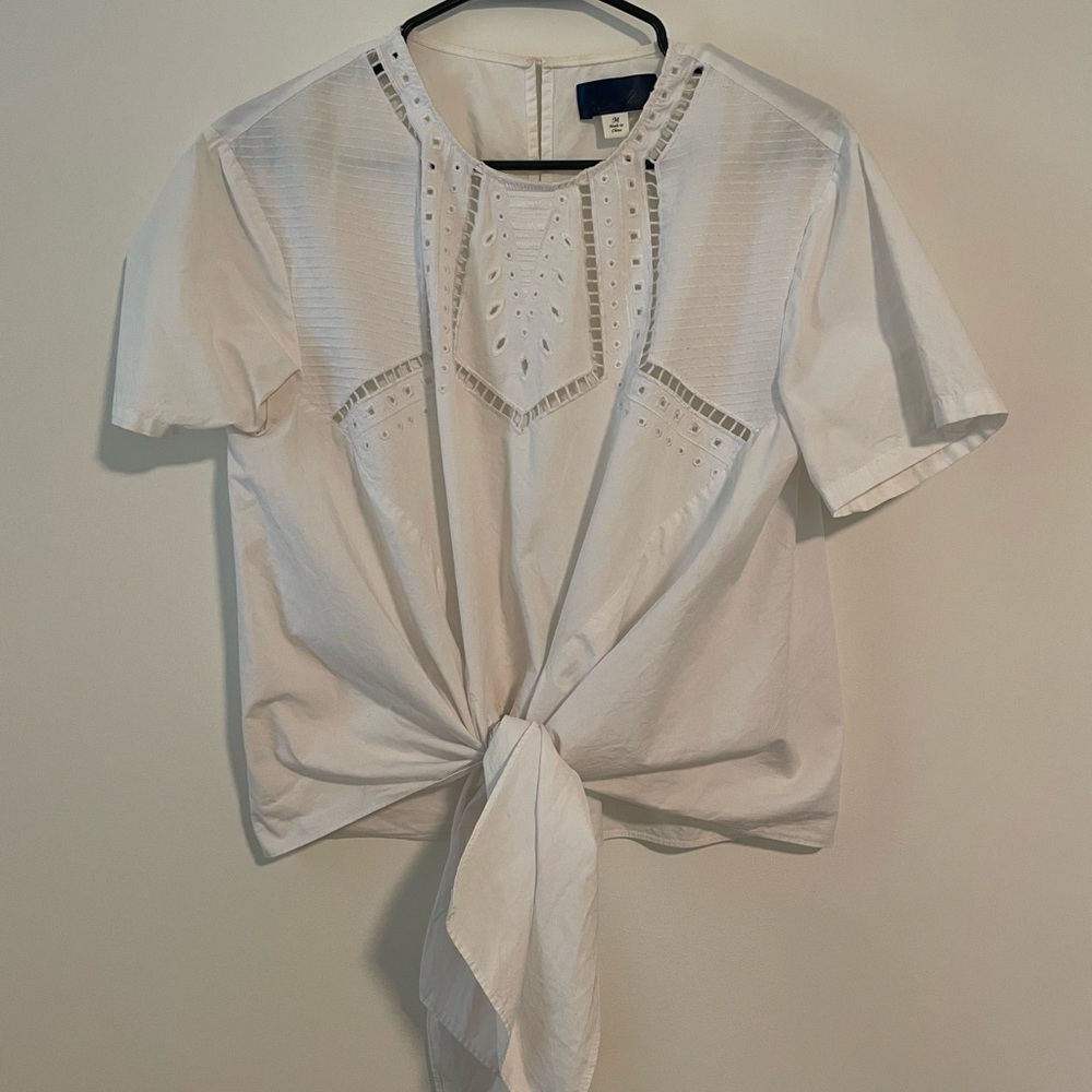 White tie crop blouse - Blue Rain - M
